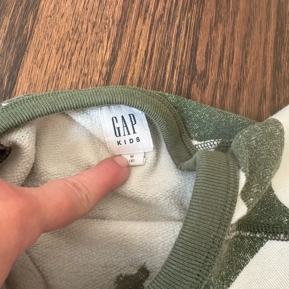 Gap kids boys green and white striped shirt